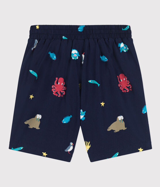 Shorts da mare riciclati con stampa bambino blu MEDIEVAL/bianco MULTICO