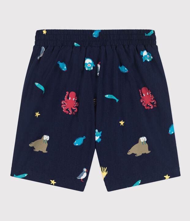 Shorts da mare riciclati con stampa bambino blu/multicolore