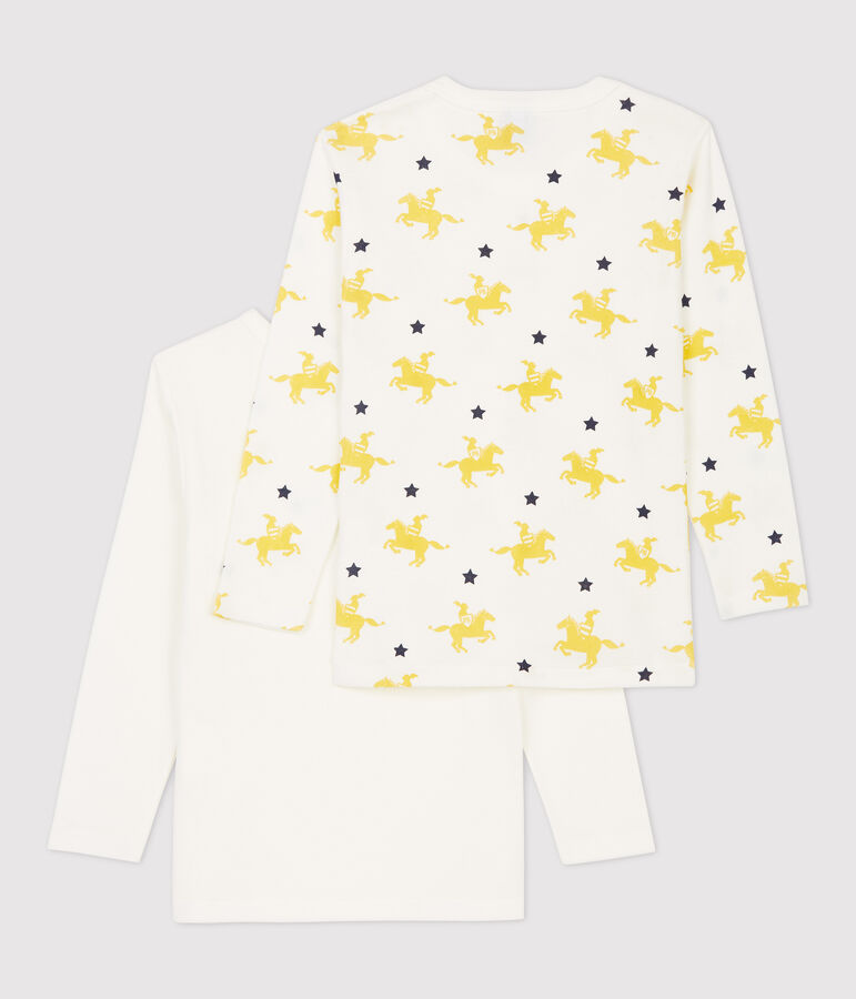 Cofezione da 2 t-shirt bambino a maniche lunghe fantasia cavalieri in cotone multicolore