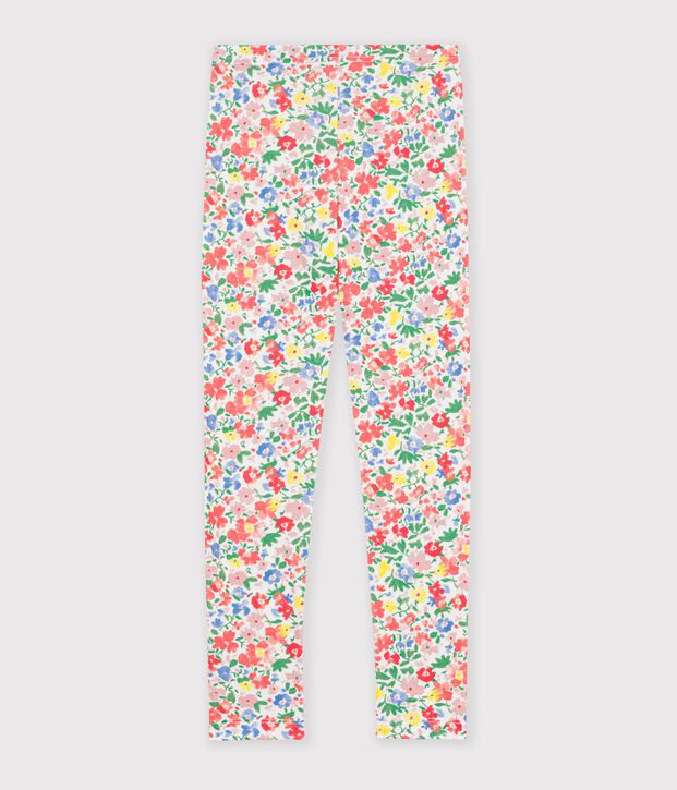 Leggings in cotone a fiori bambina bianco/multicolore