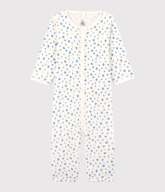 Combisac ciliegie bebè in cotone biologico bianco MARSHMALLOW/blu COOL