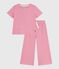 Pigiama a maniche corte e con gamba ampia in cotone a righe bambina rosa PEONIA/ MARSHMALLOW