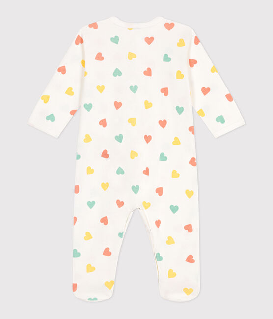 Pigiama in cotone a cuori neonato bianco MARSHMALLOW/bianco MULTICO