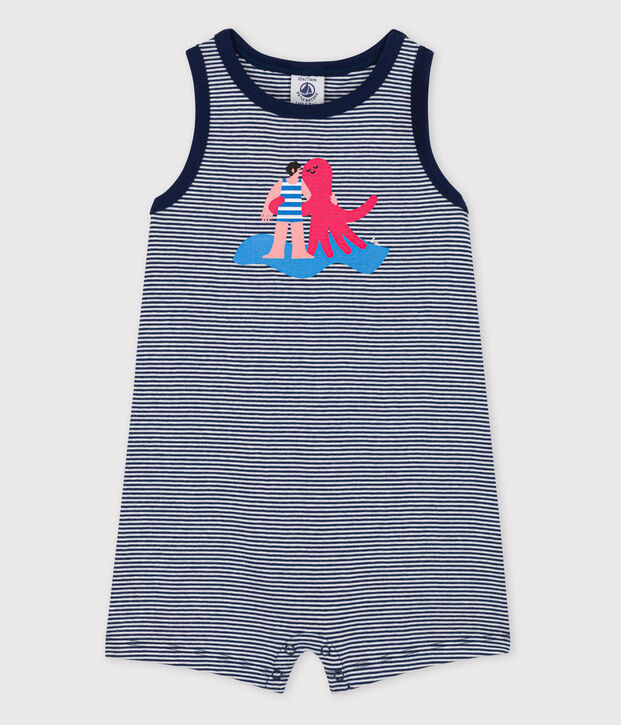 Tutina beb&egrave; Petit Bateau x Water Family blu/bianco