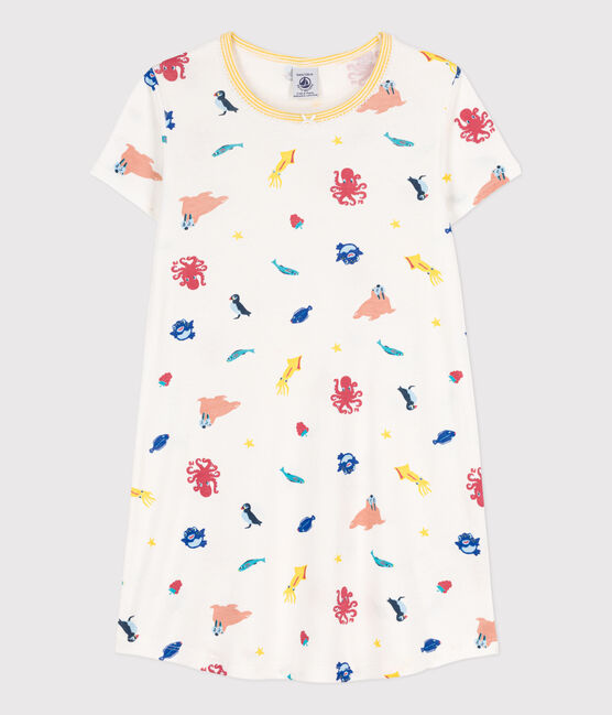 Camicia da notte bambina in cotone fosforescente bianco MARSHMALLOW/bianco MULTICO