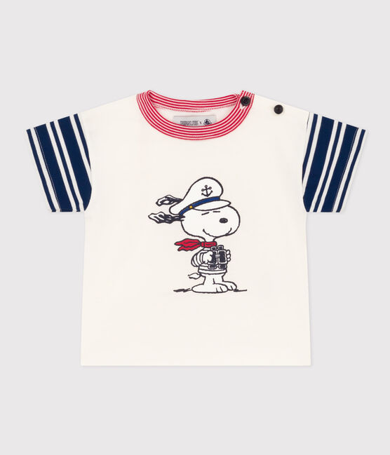 T-shirt Petit Bateau X Snoopy in jersey leggero bebè bianco MARSHMALLOW/bianco MULTICO