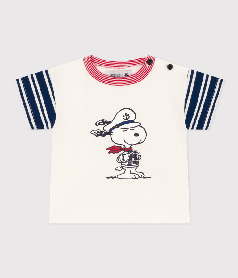 T-shirt Petit Bateau X Snoopy in jersey leggero beb&egrave; bianco/multicolore