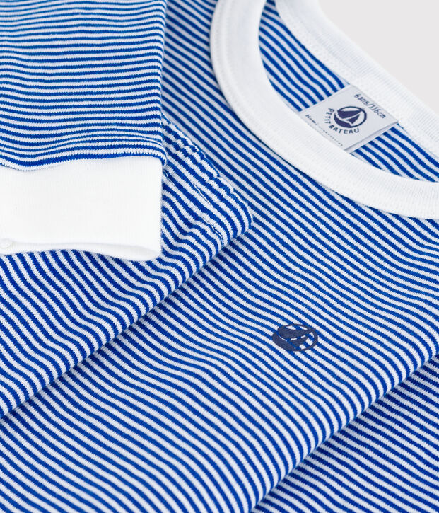 Pigiama con gamba molto aderente bambino in cotone a righe blu/bianco