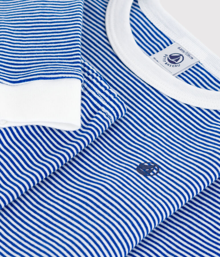 Pigiama con gamba molto aderente bambino in cotone a righe blu/bianco