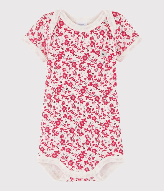 Body manica corta bebè maschietto bianco MARSHMALLOW/rosa FLASHY