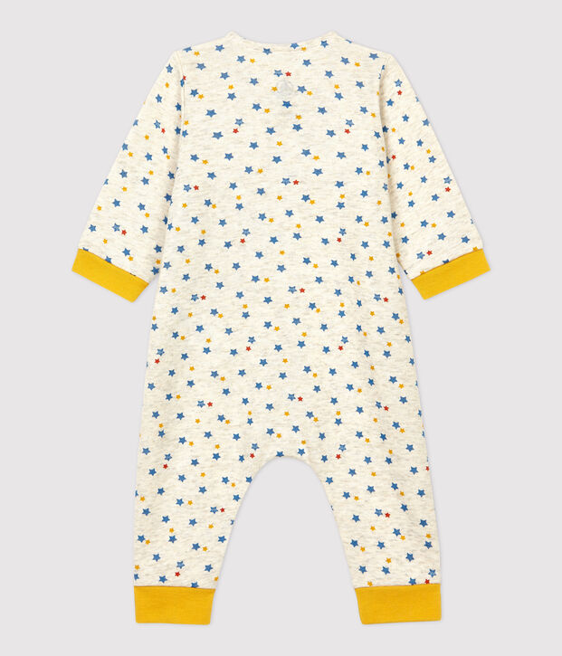Tutina lunga a stelline multicolori beb&egrave; in lana e cotone biologico beige/multicolore