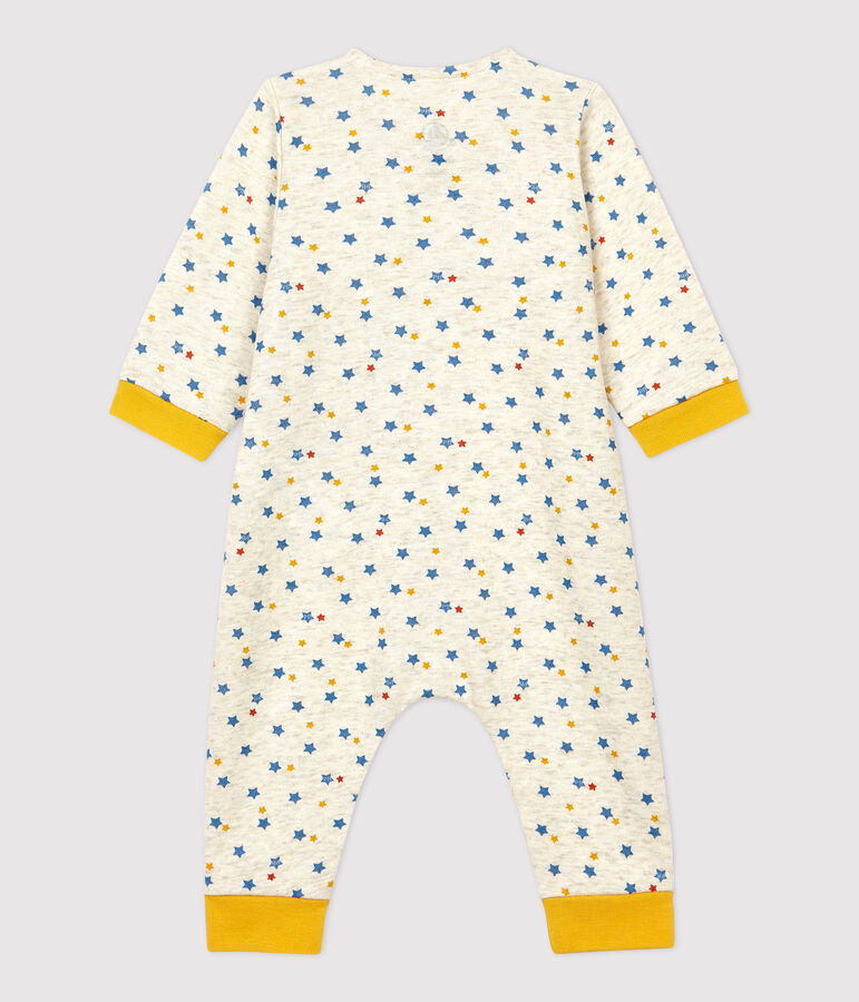 Tutina lunga a stelline multicolori beb&egrave; in lana e cotone biologico beige/multicolore