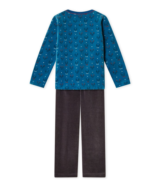 Pigiama per bambino in ciniglia grigio CAPECOD/blu CONTES/ MULTICO