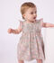 Abito neonata a maniche corte in cotone e bloomer abbinato con stampa a fiori blu/multicolore