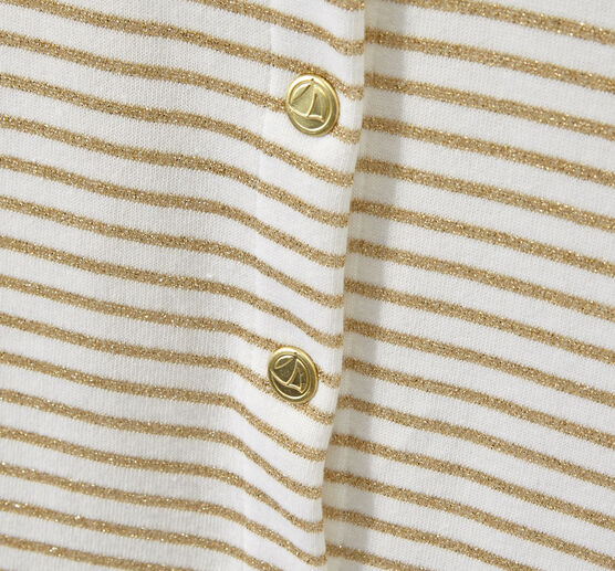 Cardigan bambina rigato bianco MARSHMALLOW/marrone EM DORE
