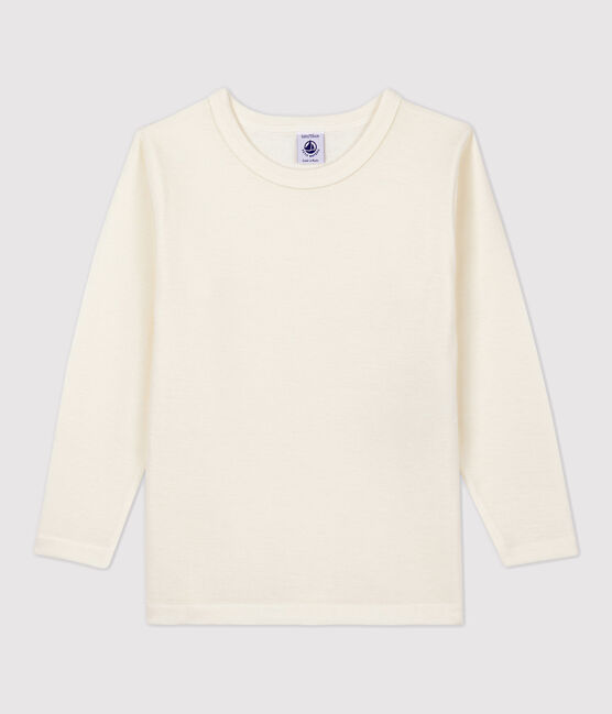 T-shirt a maniche lunghe in lana e cotone da bambino grigio ECRU