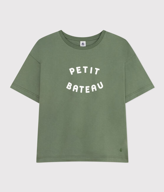 T-shirt LE BOXY in cotone donna verde CROCO