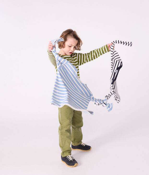 Marini&egrave;re in cotone bambino verde/ecru