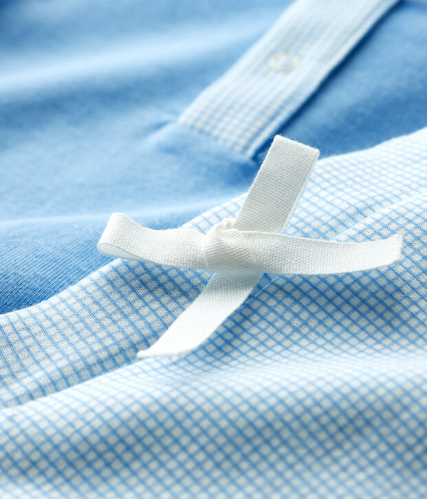 Completo 2 pezzi blu beb&egrave; in cotone biologico blu/multicolore