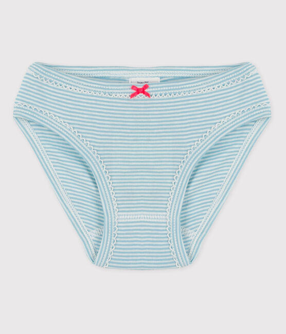 La mutandina in cotone per bambina blu TIKI/bianco MARSHMALLOW