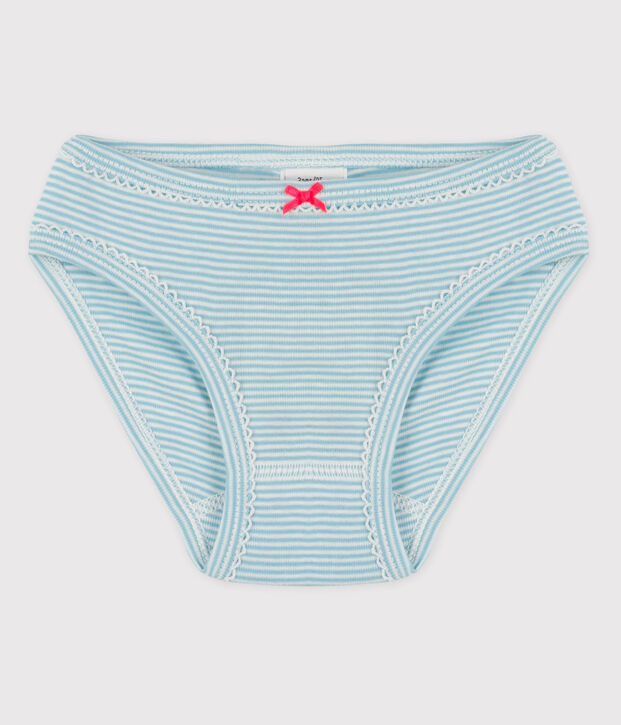 La mutandina in cotone per bambina blu/bianco