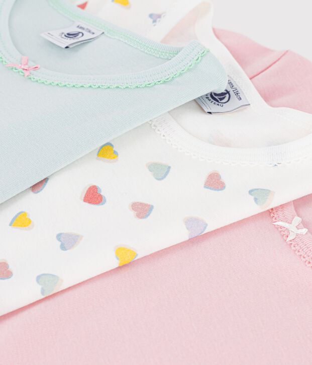 Set di T-ahirt a maniche corte in cotone a cuori bambino multicolore