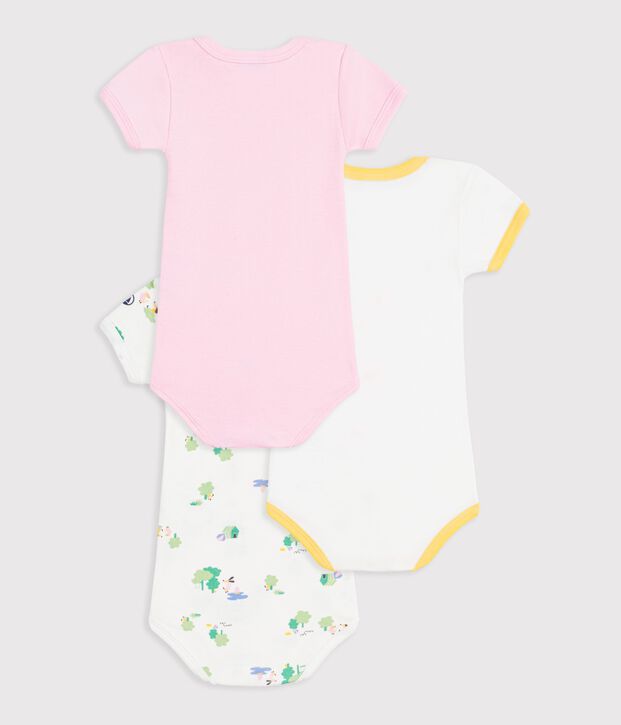 Lot de 3 bodies manches courtes en coton multicolore