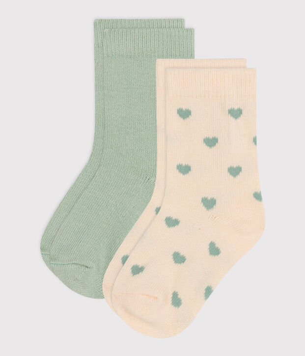 2 paia di calzini beb&egrave; in cotone a cuori multicolore