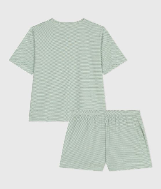 Pigiama corto donna in cotone a righe SAULE/ MARSHMALLOW