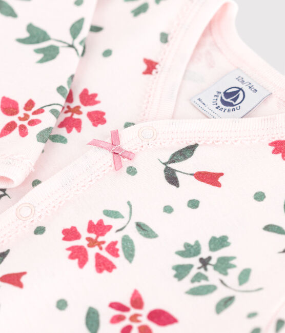 Pigiama in cotone a fiori neonato rosa FLEUR/bianco MULTICO