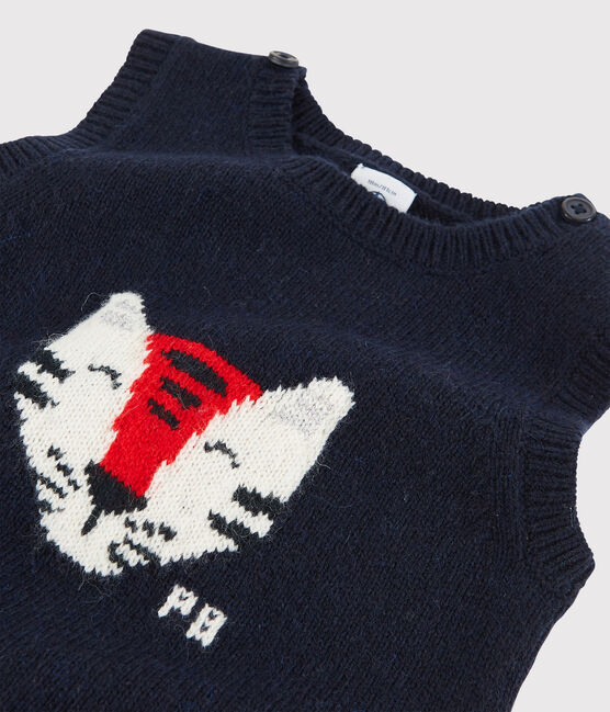 Pull bebè senza maniche in maglia tricot blu SMOKING