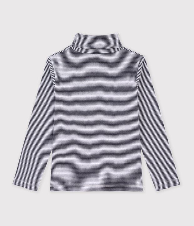 Dolcevita a righe in cotone bambino unisex blu/bianco