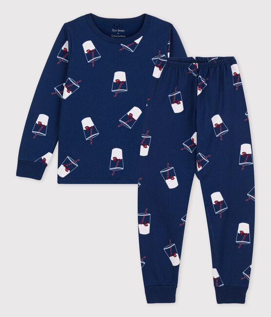 Pigiama bambino in cotone biologico Tajinebanane x Petit Bateau blu MEDIEVAL/bianco MULTICO