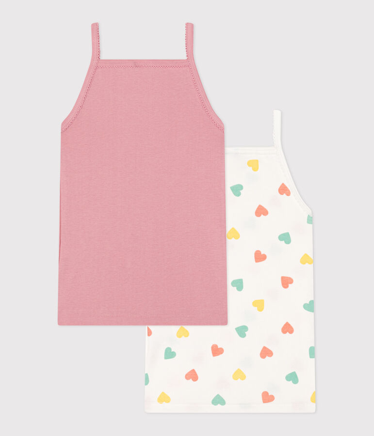 Confezione da 2 canotte in cotone per bambini con cuori multicolore