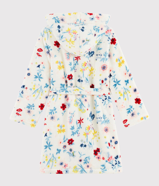 Vestaglia a fiori in pile da bambina bianco MARSHMALLOW/bianco MULTICO