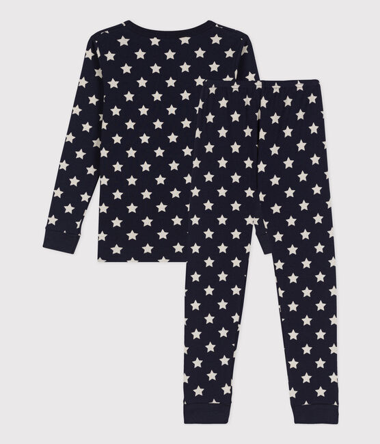 Pigiama bambino unisex in cotone a stelle  blu SMOKING/bianco MARSHMALLOW