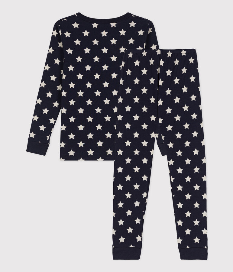Pigiama bambino unisex in cotone a stelle blu/bianco