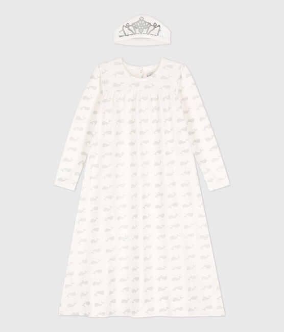 Camicia da notte bambina in ciniglia bianco MARSHMALLOW/grigio ARGENT