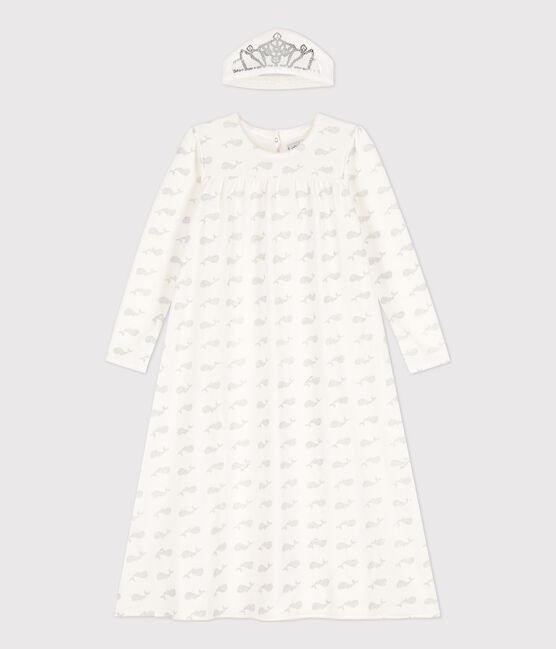 Camicia da notte bambina in ciniglia bianco MARSHMALLOW/grigio ARGENT