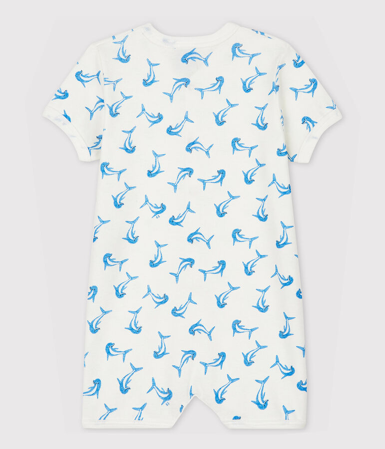 Tutina corta delfino beb&egrave; in cotone bianco/multicolore