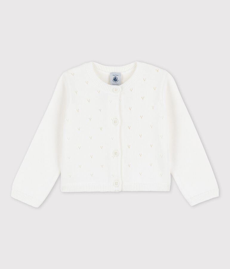 Cardigan beb&egrave; in raffinato tricot bianco