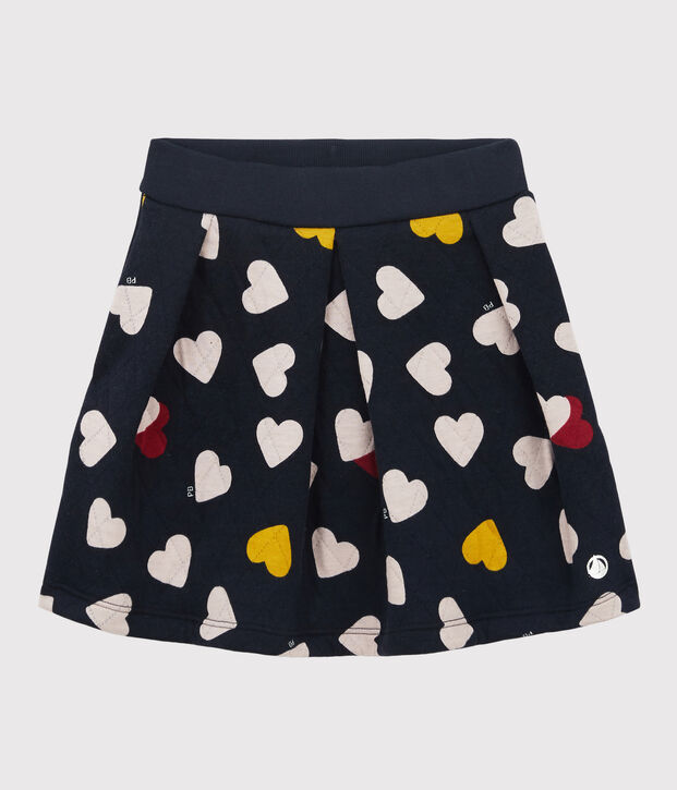 Gonna in tubique trapuntato bambina blu/multicolore