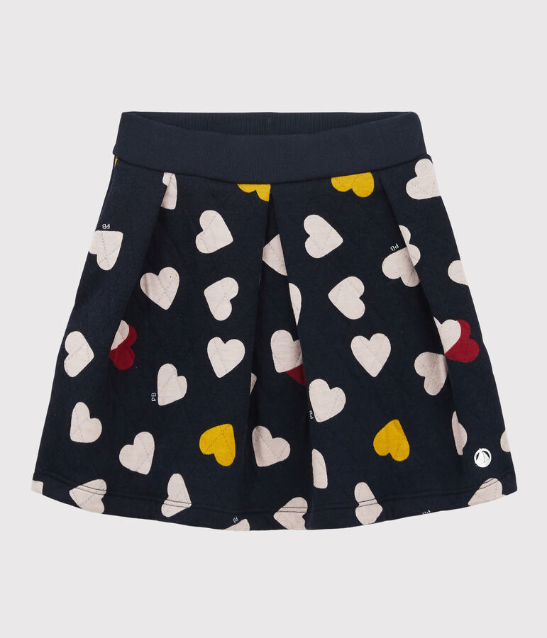 Gonna in tubique trapuntato bambina blu/multicolore