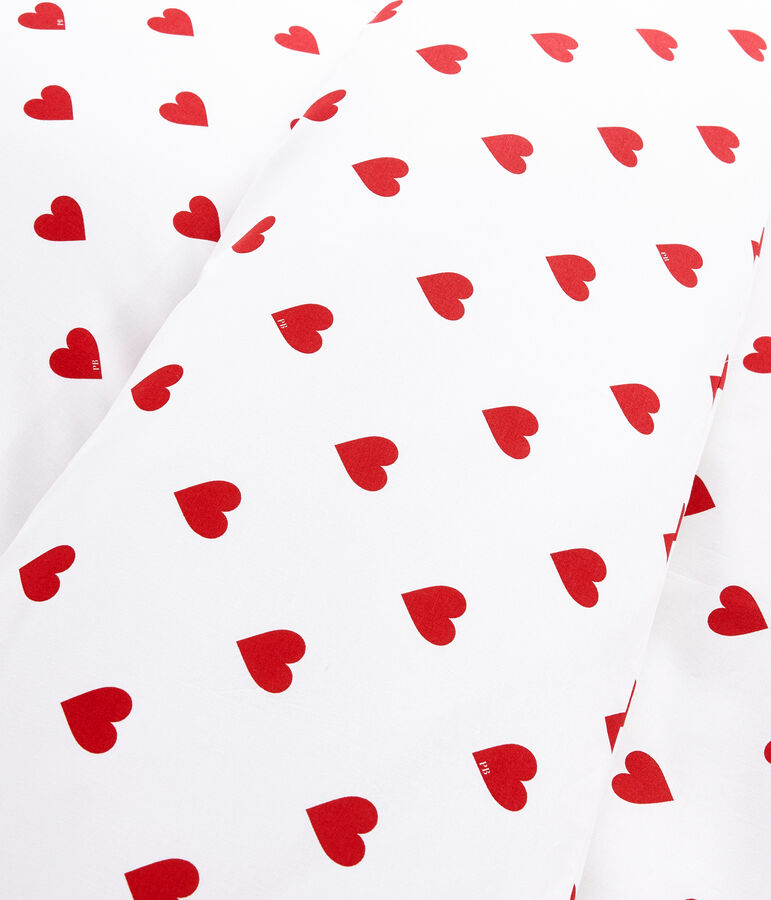 Completo biancheria da letto cuore rosso in popeline bianco/rosso
