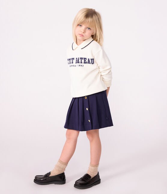 Felpa in cotone stampato bambina ecru MILK