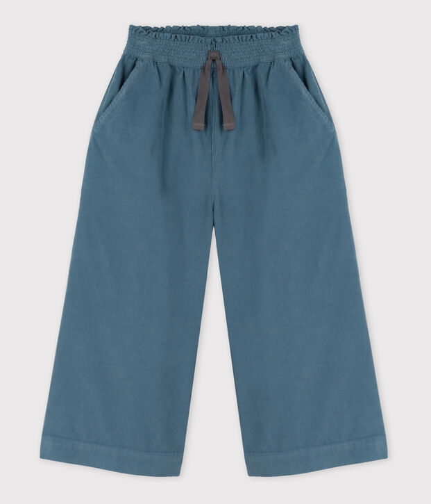 Pantaloni in velluto fine bambina blu
