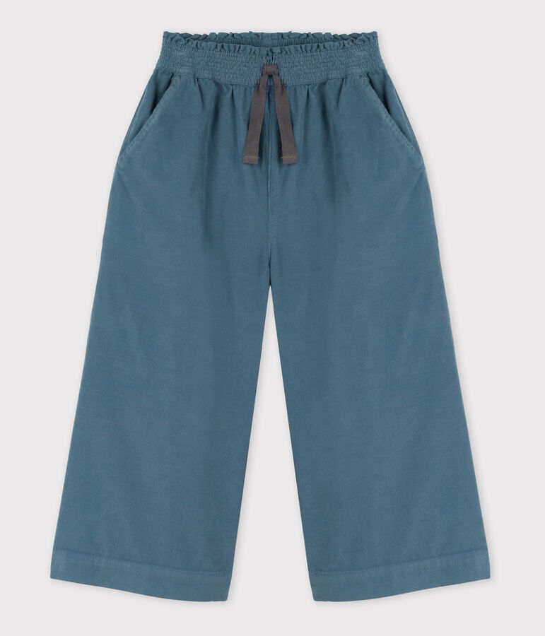 Pantaloni in velluto fine bambina blu