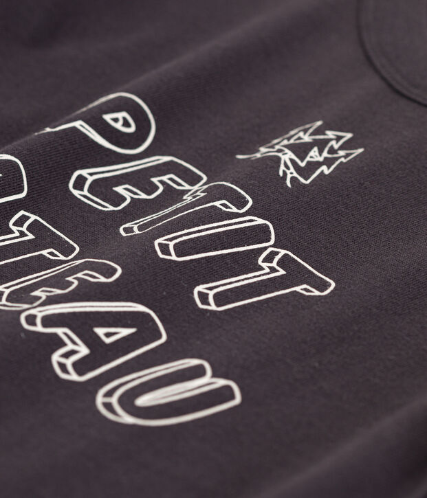 T-shirt bambino a maniche lunghe in cotone grigio