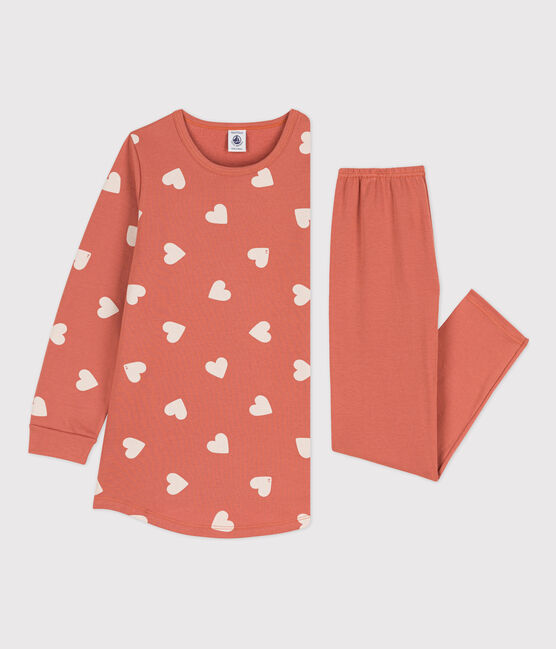 Camicia da notte e legging cuore bambina in molleton e in cotone BRANDY/ AVALANCHE