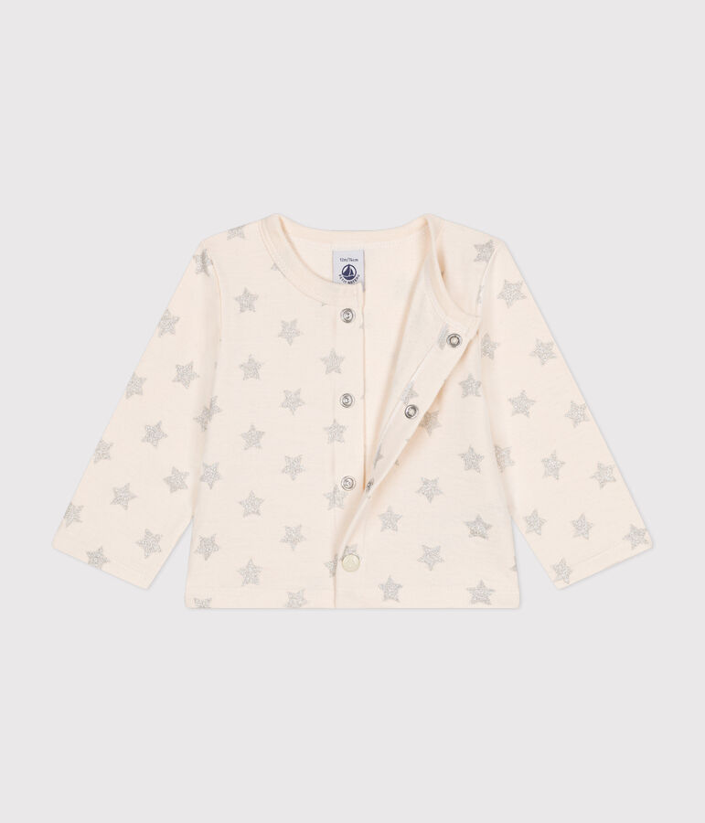 Cardigan beb&egrave; in tubique fantasia stella ecru/grigio